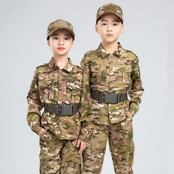 어린이용 위장 유니폼, 긴 소매 슈트, 얇은 통기성, 학교 학생 캠프, 군사 훈련복, 여름
