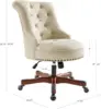 Sinclair Beige Upholstered Adjustable Office Chair in Cherry Wood Base 3