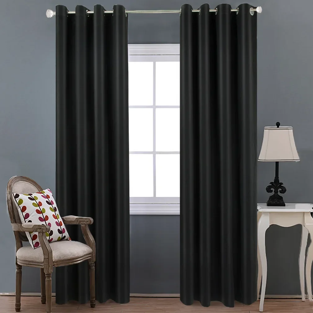 

High-precision Black Curtains for Living Dining Room Bedroom Blackout Cloth Thermal Insulation Nordic Style Solid Color