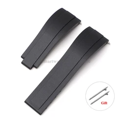 Premium 20mm Waterproof Silicone Rubber Watch Strap - Durable Wrist Band in Oysterflex Style - 20mm (Black - Strap)