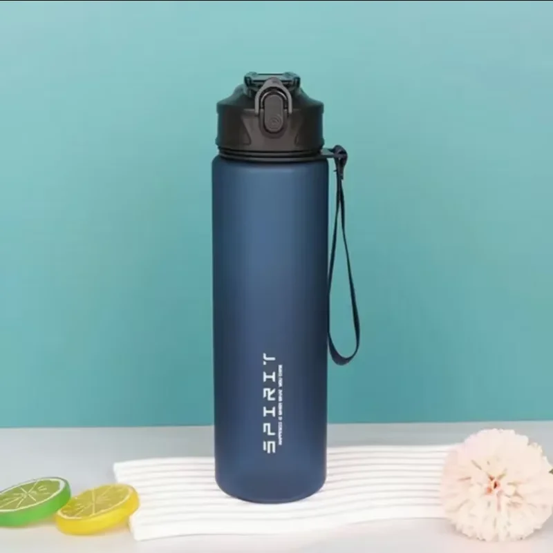 Time-Tracking Leak-Proof Sports Water Bottle with Locking Flip Cover