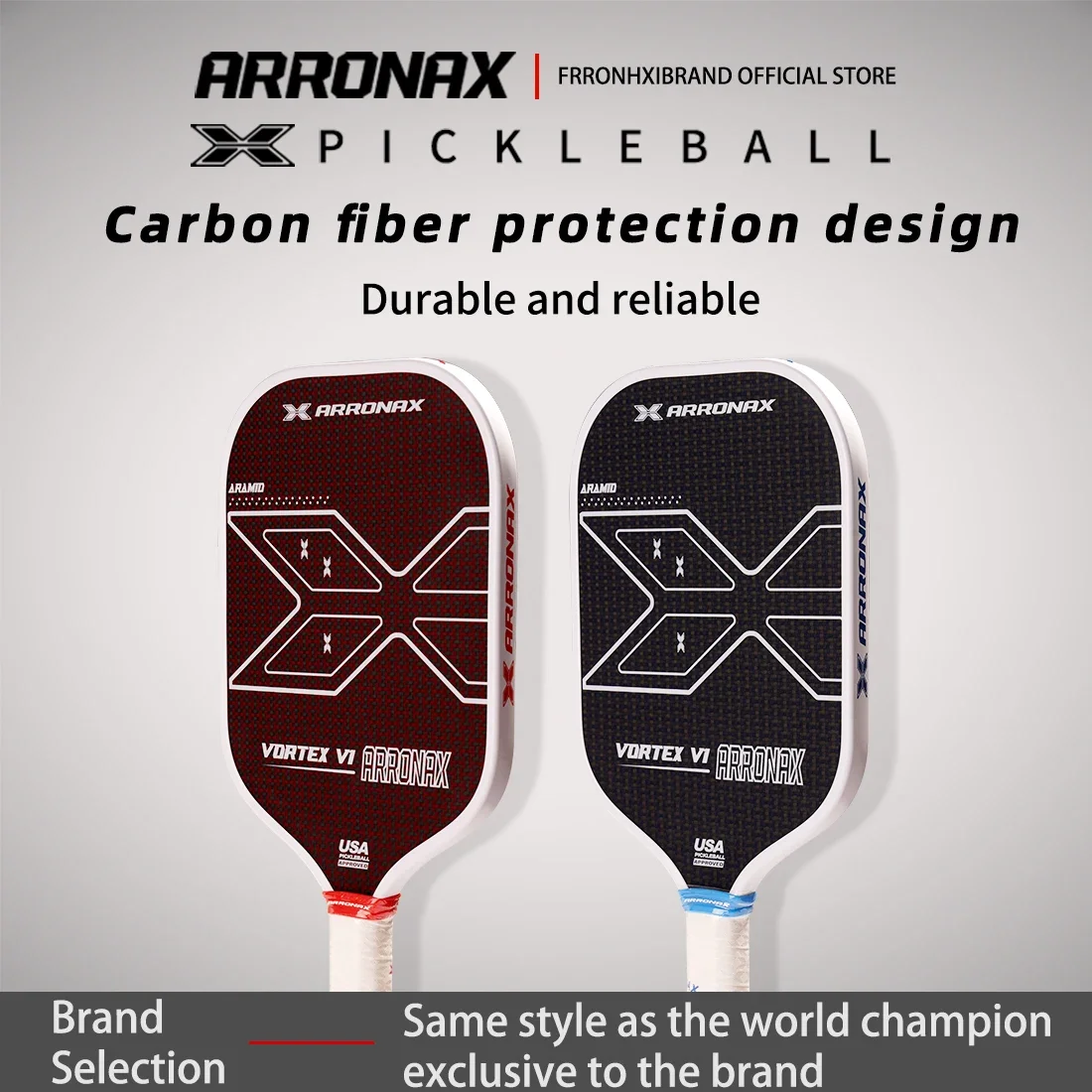 ARRONAX 열성형 미가공 크로스 직조 탄소 섬유 피클볼 패들, 스핀 질감 표면, 폼 엣지, 인체 공학적 그립
