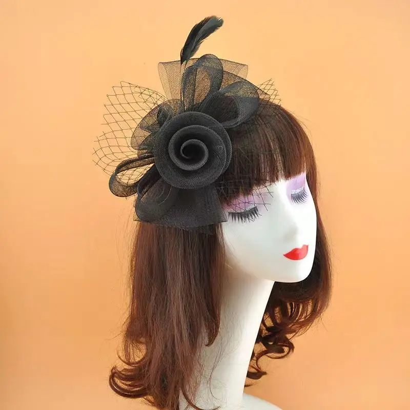 Bridal Hair Accessories Vintage Bridal Gauze Veil Bow Feather Mesh Mask Hair Accessories Wedding Party Korea Japan Black White hair accessories bridal hair accessories bridal jewelry set lace veil