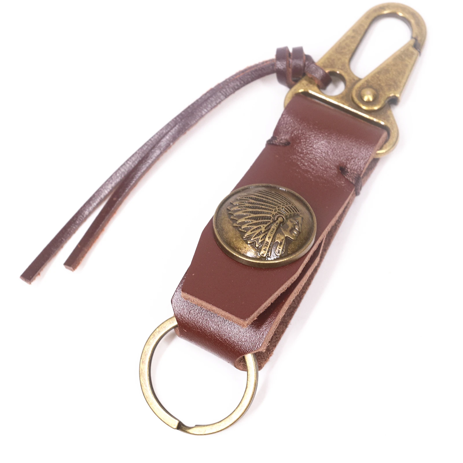 Handmade Genuine Leather Key Holder For Men Male Vintage Cowhide EDC Waist Hanging Belt Loop Keychain Clip Key Chain Buckle