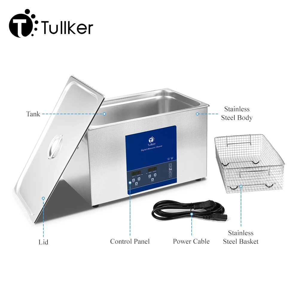 Tullker 0.8L 6L 10L 30L 38L 디지털 초음파 클리너 목욕 인젝터 DPF 쥬얼리 금속 기화기 초음파 클리너 탈지