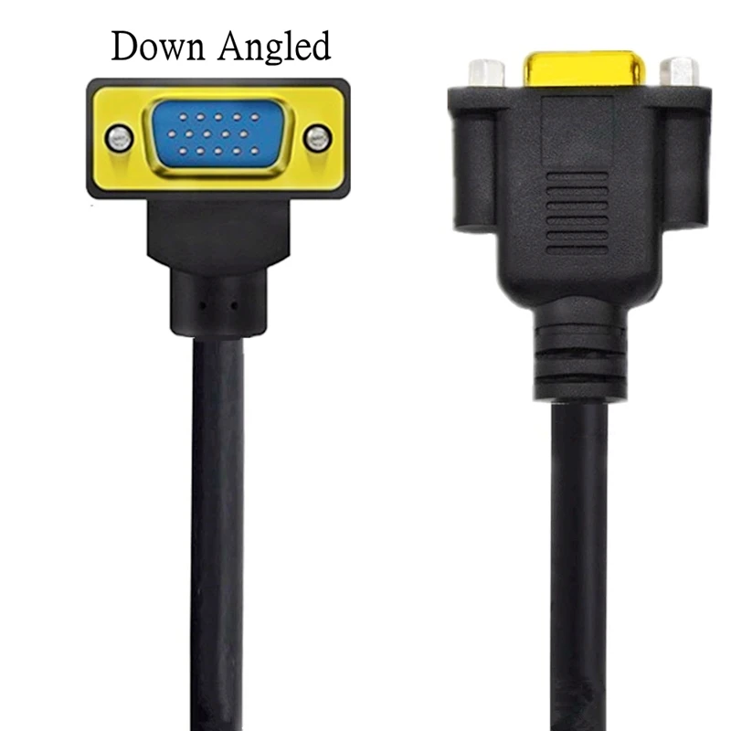 Gold Plated 90 Degree Angled VGA Cable VGA Male to Female Extension Cable Cord 1080P Full HD Computer Monitor 0.5M
