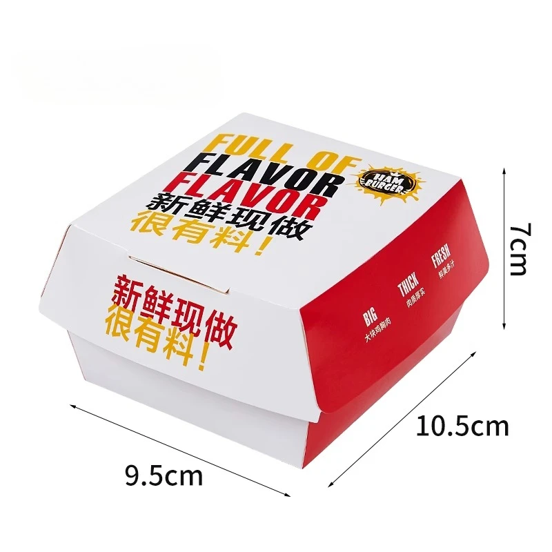 Burger Box Packaging Burger Boxes Disposable Take Away Food Container No Folding Required Baked Goods Cardboard Hamburger Boxes