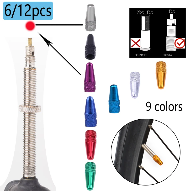 Set of CNC Aluminum Ultralight Bike Valve Stem Dust Covers (6/12 Pieces)