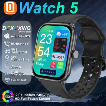 Smartwatch Versione Globale Watch 5 per Uomo e Donna, Display AMOLED HD, Monitoraggio Frequenza Cardiaca, Chiamate Bluetooth, GPS, Impermeabile, Orologio Sportivo Intelligente