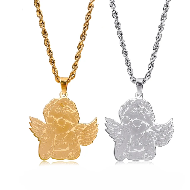 Guardian Angel 14K Gold Plated Pendant Charm Necklace Chain Angel