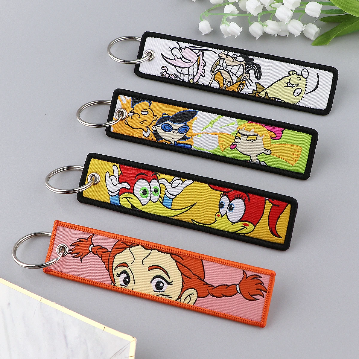 

Cartoon Cute Embroidered Key Tag Keychain for Car Motorcycles Keys Holder Keyring Women Men Fashion Jewelry Accessories Gifts