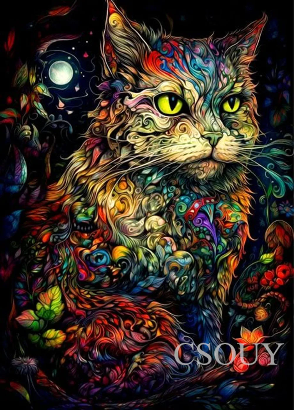 

Fairy Dust Square Diy Diamond Painting Embroidery Animal Cat 5D Mosaic Home Decor Needlework Crystal Full Paintings Rhinestones