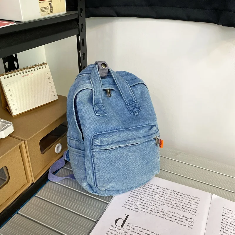 Fashion Denim Women's Backpack Trendy Casual Student School Bags For Girls Small Feminina Travel Backpack Mochila