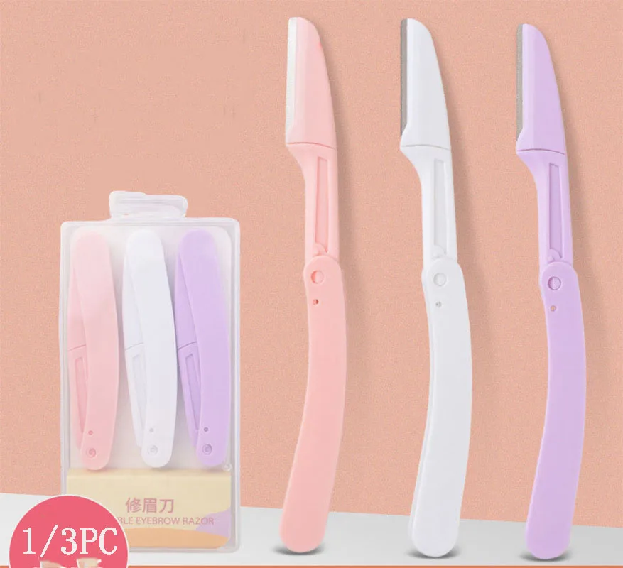 Safe Folding Ladies Face Shaver Eyebrow Trimmer Blade Anti-Scratch Razor Makeup Tools Eyebrow Trimmer Face Razor For Women 1/3pc eyebrow trimmer set,eyebrow trimmer,eyebrow razor set,hair shaver,eyebrow razor,facial hair remover,eyebrow trimmer blade,face shaver