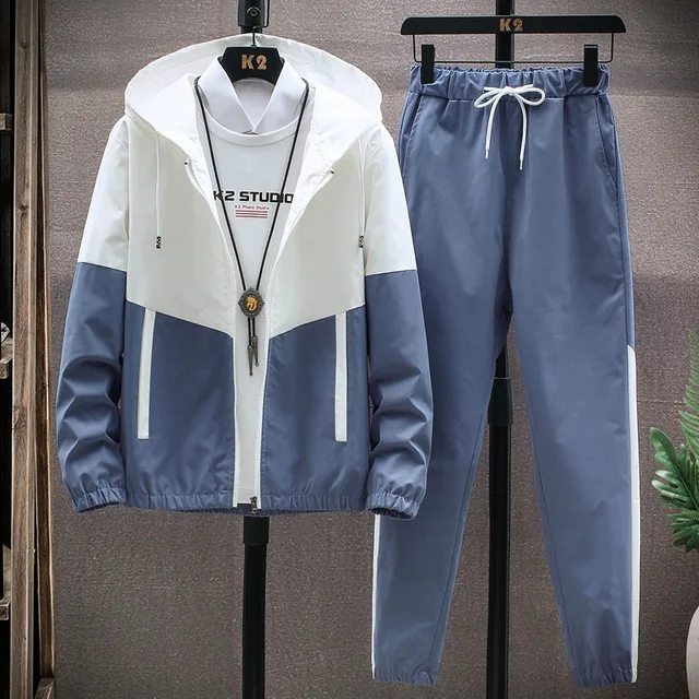 M-6XL nouvel ensemble de vêtements de sport pour hommes du japon corée du sud automne tenue décontracté hommes veste à capuche jambe attaché pantalon costume décontracté à la mode 1