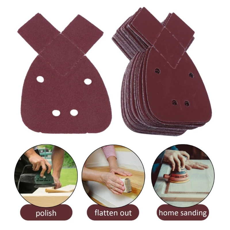 

80Pcs Mouse Detail Sander Sandpaper Sanding Paper With 2 Tip Hook