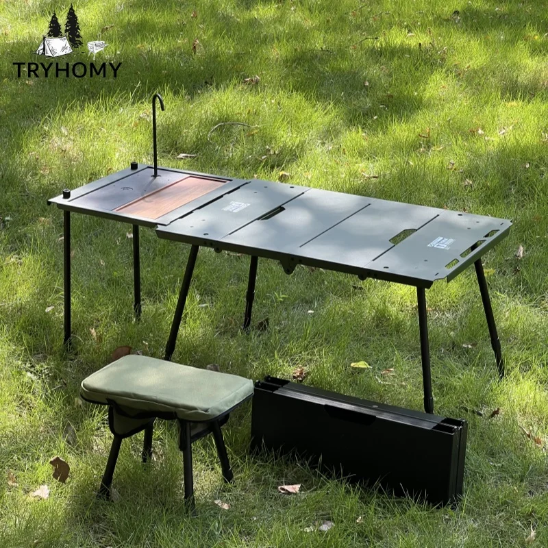軽量折りたたみ式キャンプテーブル、ポータブルアルミニウム合金テーブル、収納ラック、サイドファーネス、クールギア 軽量折りたたみ式キャンプテーブル、ポータブルアルミニウム合金