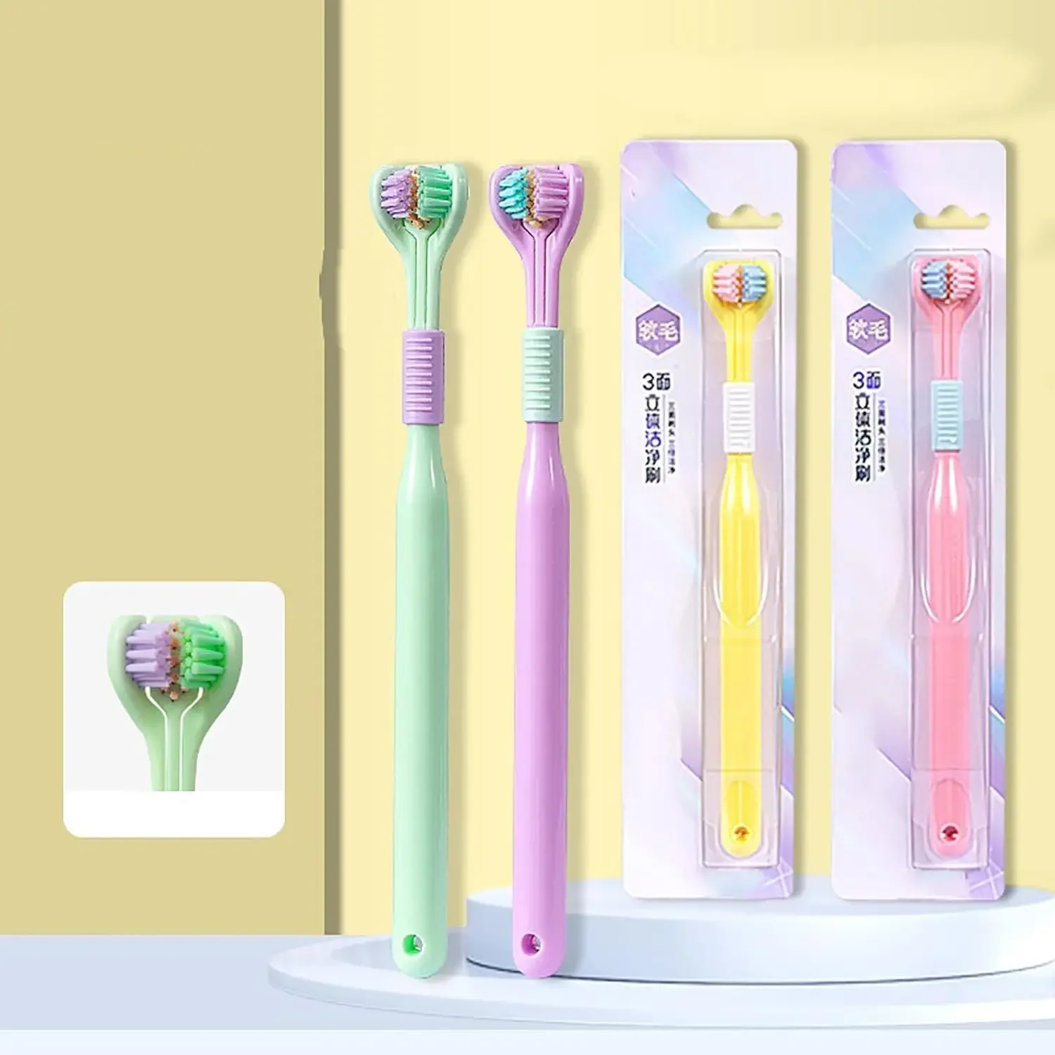 3면 부드러운 머리카락 칫솔 깨끗한 각 치아 큰 각도 부드러운 강모 V 모양의 칫솔 부드럽고 부드러운 감각 브러시