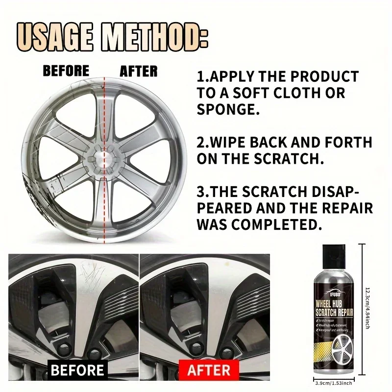 Car rim scratch repair and polishing kit restore gloss and remove oxidation from tire edges