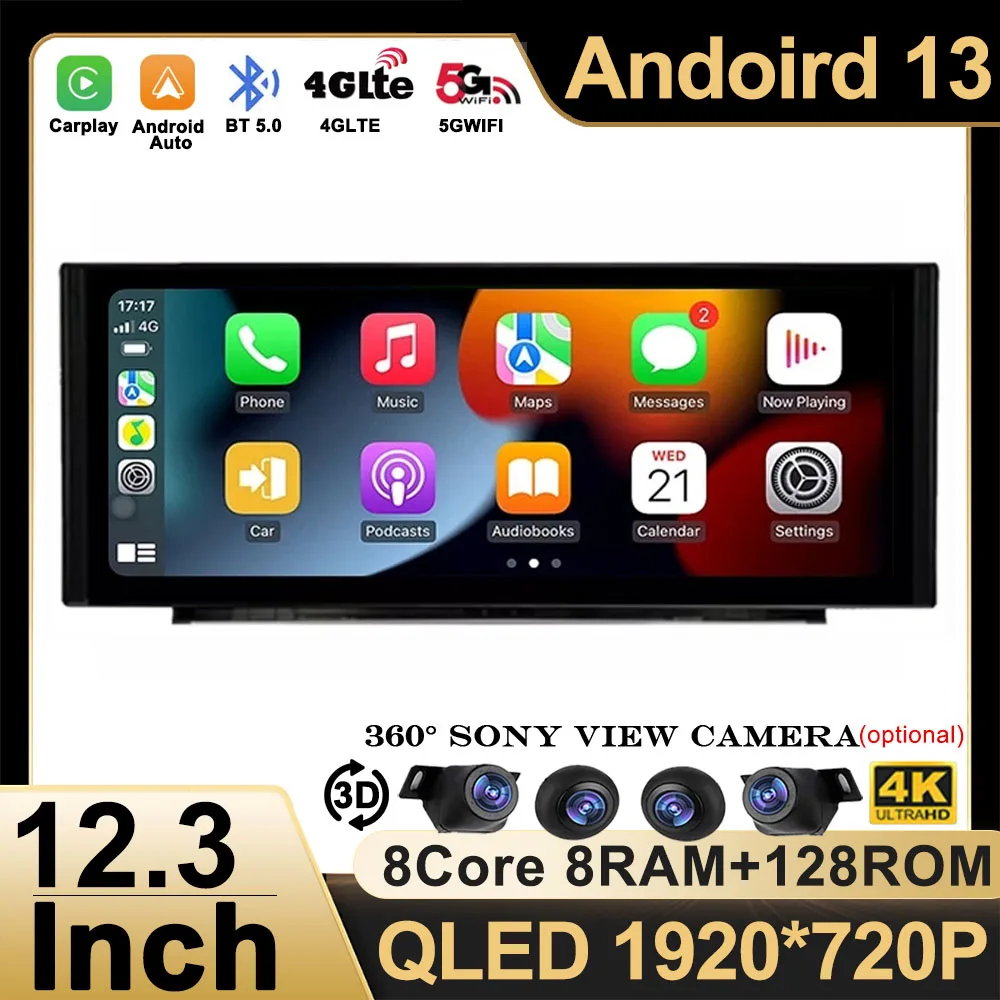 

12.3'' Android 13 For Audi Q5 Q5L 2018-2021 4G+WIFI BT Car Radio Multimedia Player GPS Navigation CarPlay Video Stereo Auto QLED