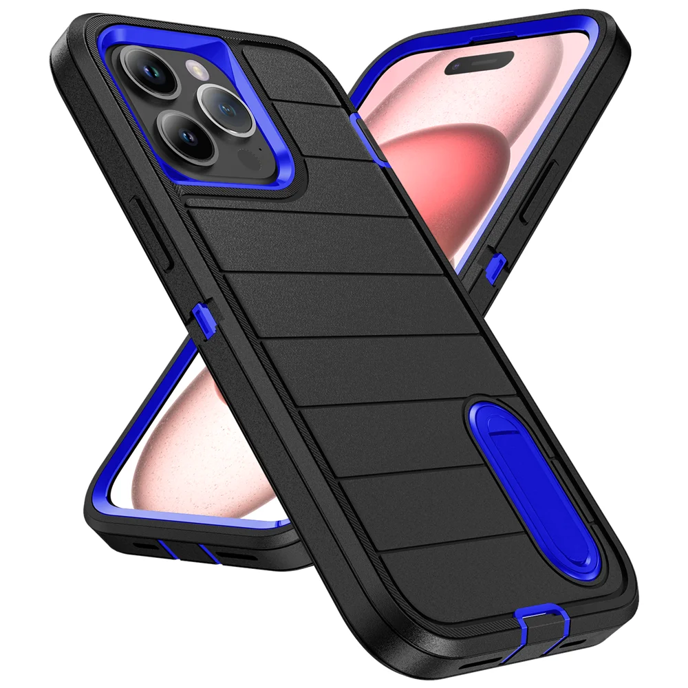 Nouvelle coque de protection hybride 3 en 1 pour iPhone 16 15 Pro Max 14 Plus 13 12 11 avec béquille Funda 15Pro 14Pro 13Pro_voghion.com