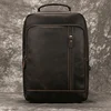 Men's Crazy Horse Leather Backpack 15.6" Laptop Cow Leather Daypack Large Capacity Male Travel Backpack With USB Cable 3
