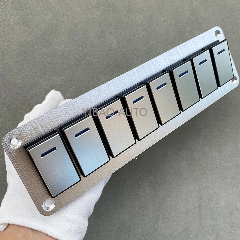 Alloy Switch Panel Silvery Metal 2/3/4/6/8 Gang Led Auto Rocker Switch ...