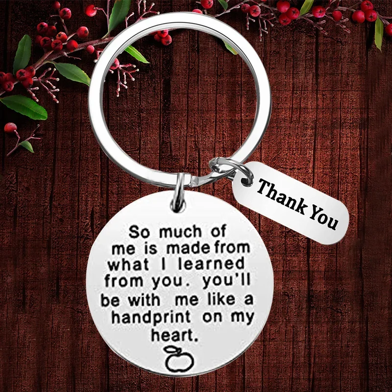 

Charm Thank you Keychain Teacher gift Key chain Keyring Holder Teacher Appreciation Gifts