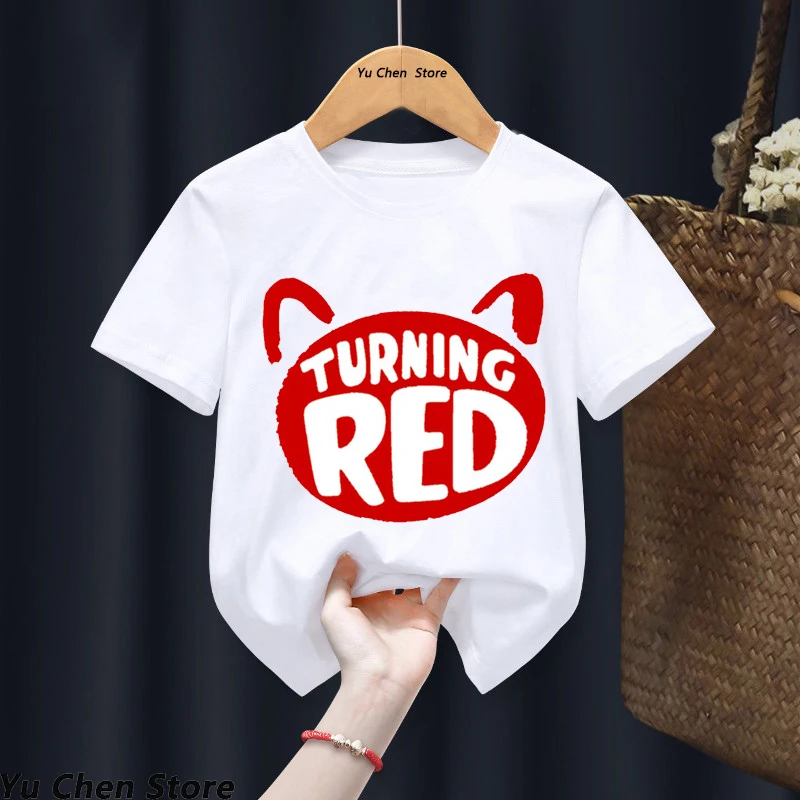 t shirt baby boy	 Cartoon Animation Turning Red Boys' And Girls' T-shirt Harajuku Summer White Print Girls' Boys' Top Short Sleeve Aestheticism t-shirt for kid girl