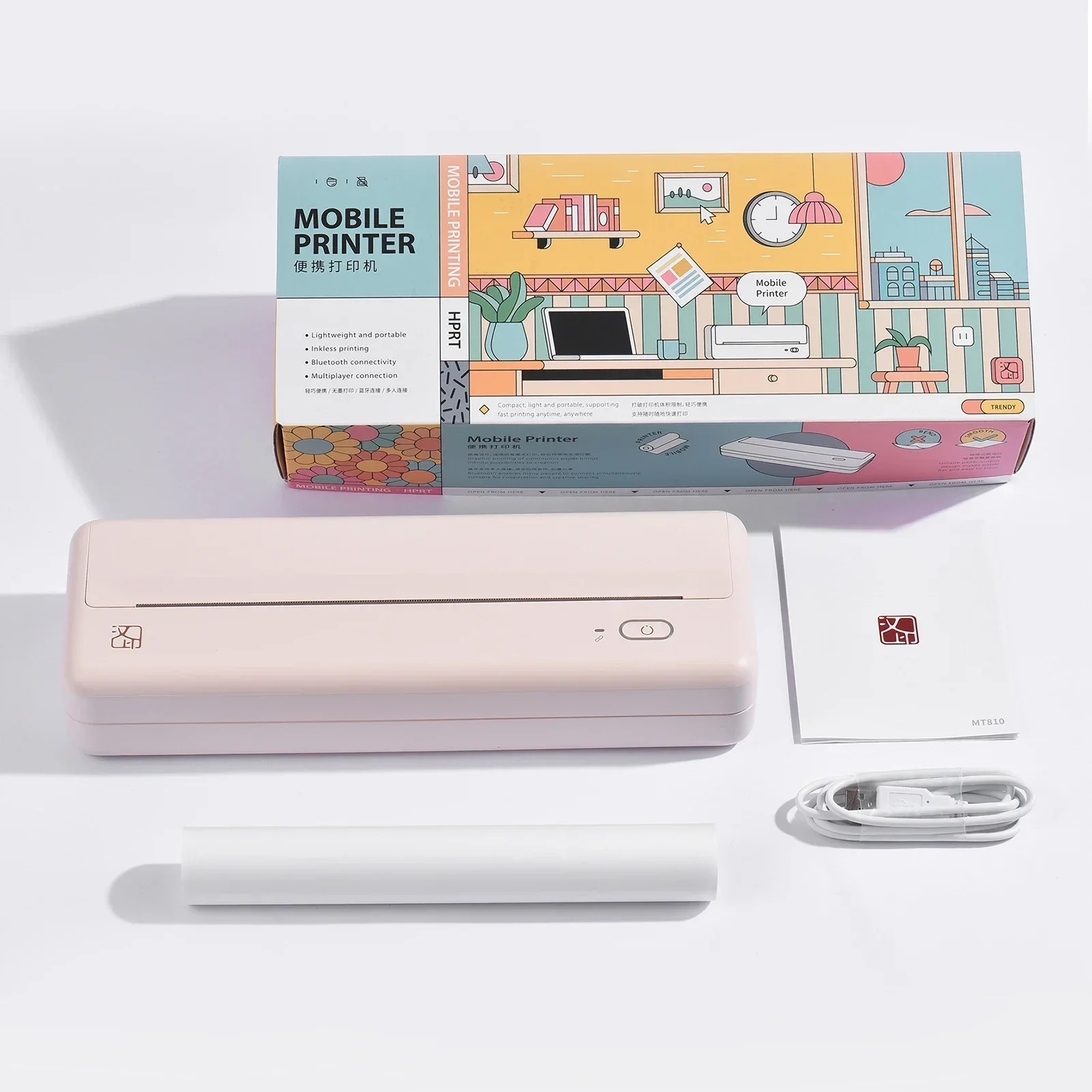 GlowMartHPRT MT810 Mobile Mini Docutment A4 Portable Paper Printer Thermal Printing Wireless BT iOS Android Thermal