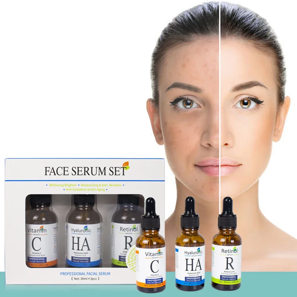 

3pcs/set Face Serum Set Whitening Anti-Oxidation Essence Brighten Anti-aging Facial Serum Anti-wrinkles Lifting Firm Skin Care