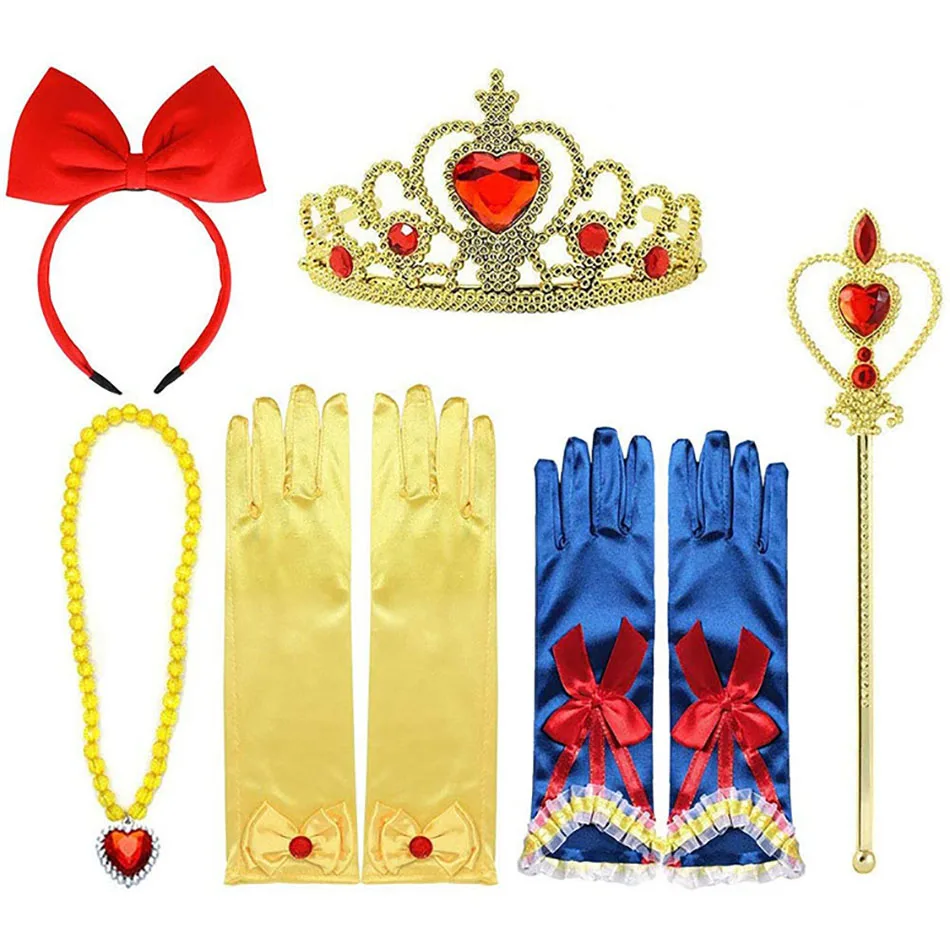 Elsa Princess Cosplay Accessories Gloves Wand Crown Jewelry Set Wig Necklace Braid For Princess Dress