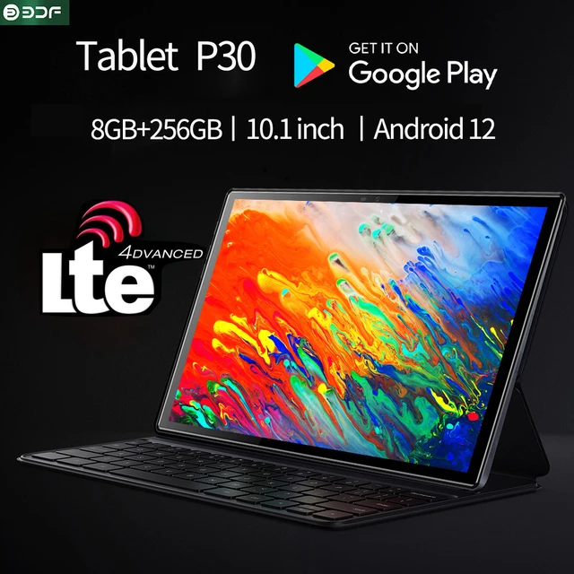 10.1 Inch Tablet PC Android 12 256GB ROM GPS 5G WiFi Bluetooth Keyboard  Dual SIM