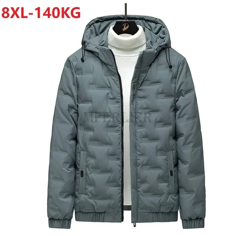 

high quality autumn winter men gray duck down coat hooded thick warm jackets outwear large size 7XL 8XL down coat zipper 52 54