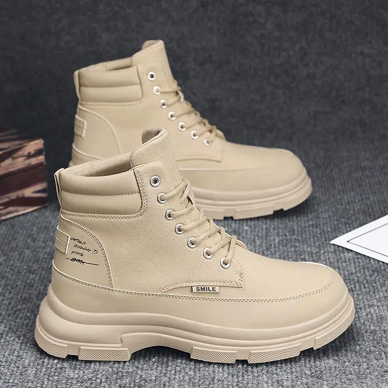 

Мужские рабочие ботинки с высоким берцем, Новинка осени 2023, повседневные мужские ретро ботинки, увеличивающие рост, на весну