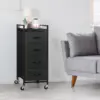 Fabric Storage Dresser Bedroom 4 Drawer Storage Organizer Unit Vertical Drawer Small Nightstand with Rolling Casters (Dark Gray) 2