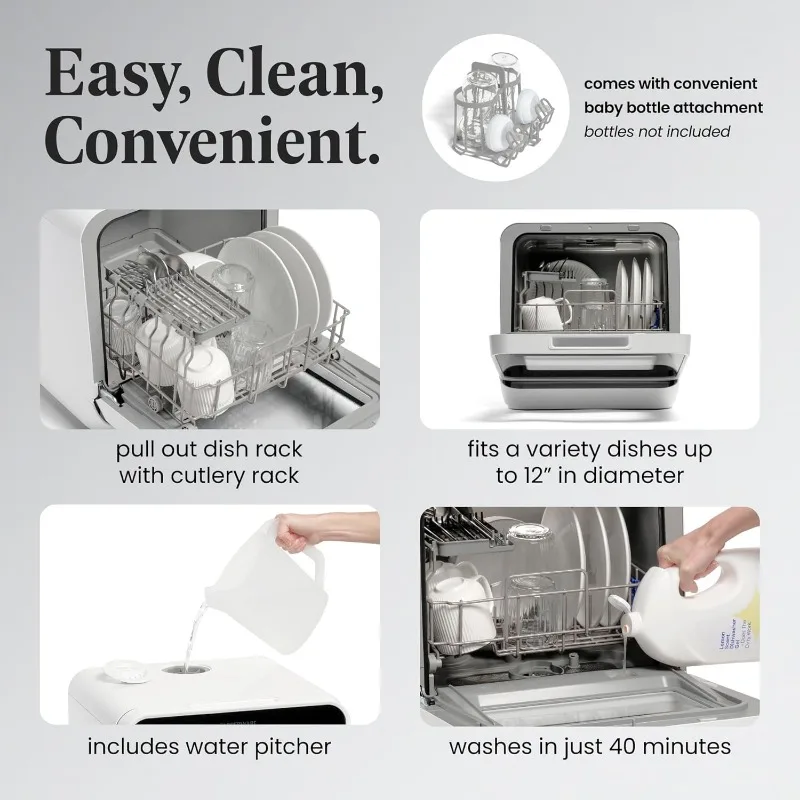Farberware Portable Countertop Dishwasher with 5-Liter Built-in Water Tank - 5-Program System for Home, RV 5