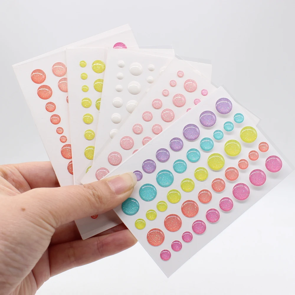 Kscraft 5pcs/set Sugar Sprinkles Self Adhesive Enamel Dots Resin