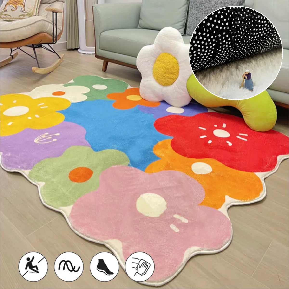 ShapedFlowerCashmereRugsGirlBedroomDecorBedsideCarpetsfor