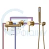 Brushed Gold Bathtub Faucet Wall Mounted Rotating Spout Bath Shower Tap Wall Mounted Bathroom Tub Water Tap Shower Mixer Faucet 5