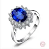 Princess Diana 925 Sterling Silver Engagement Ring Ruby Natural Amethyst  Blue Sapphire Topaz Bridal Wedding Rings for Women 1