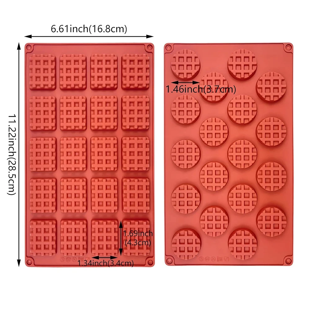 Mini Waffle Silicone Mold Set DIY Round Square Waffle Mould Biscuit Chocolate Mold Non-stick Baking Baking Supplies