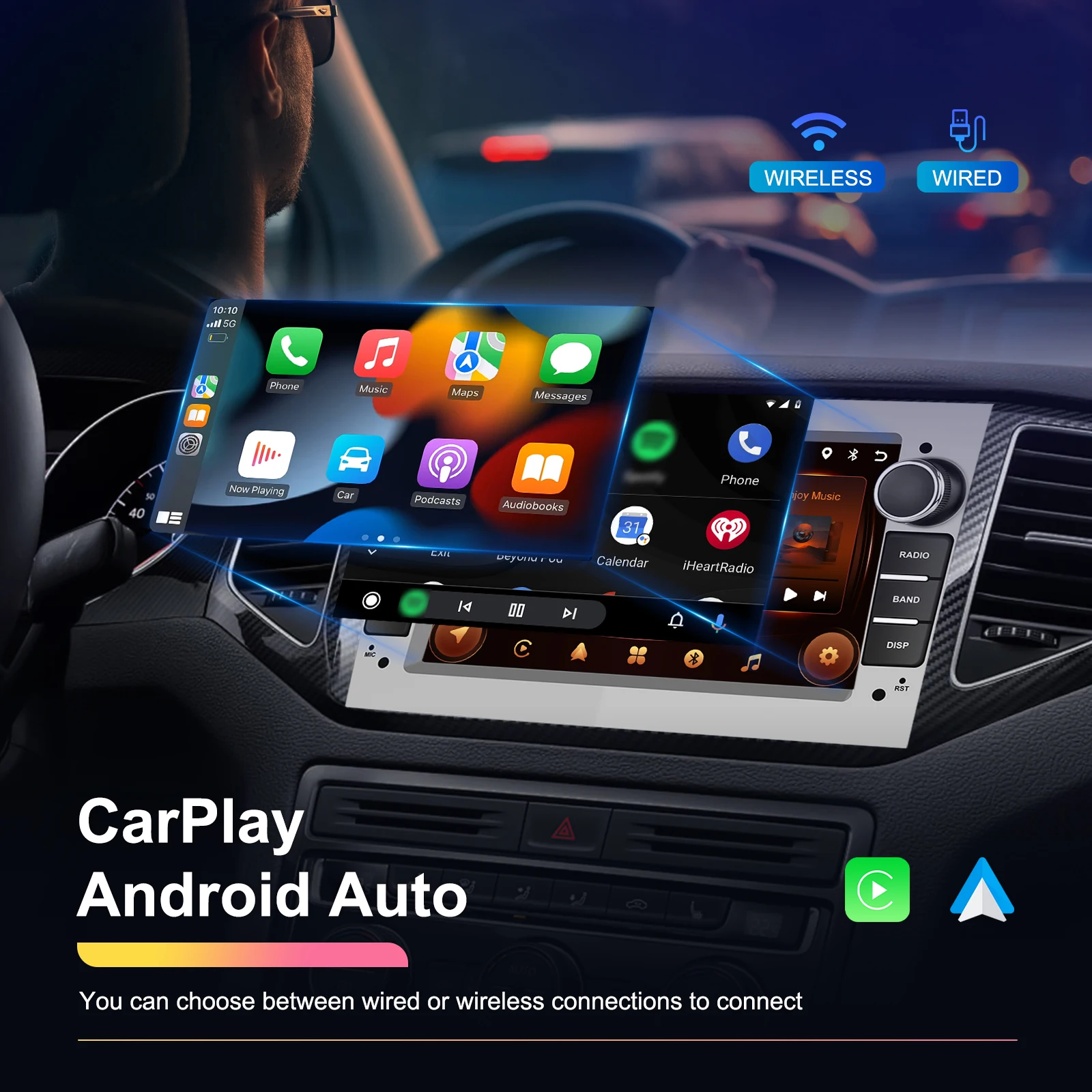 Radio Multimedia para Auto Podofo de 7 Pulgadas con CarPlay Inalámbrico y Android Auto, GPS para Opel Astra H J 2004, Vectra, Vauxhall Antara, Zafira, Corsa C D, Vivaro, Meriva, Veda 3