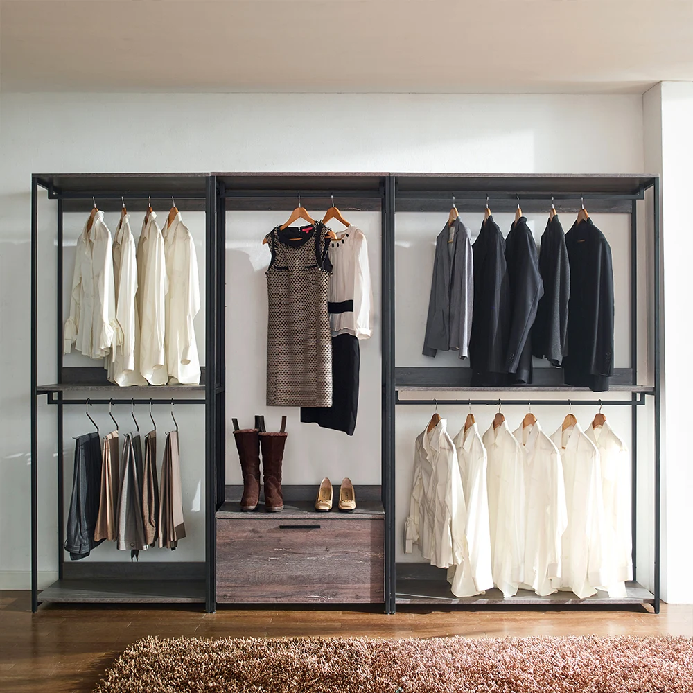 Monica 47" Farmhouse Wood Walk-in Closet Organizer - Rustic Gray Shelf 4