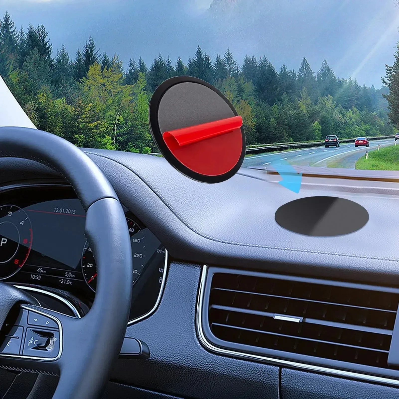 Universal Car Mount Stand with Suction Cup Base - Adhesive Sticker Disc for Mobile Phones and GPS Devices