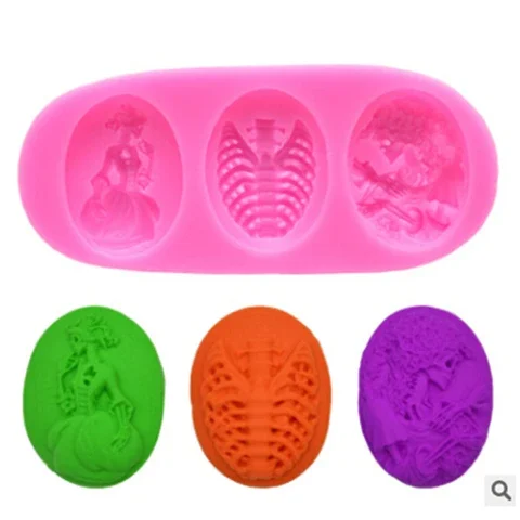 

Woman skull portrait cake decoration tools fondant Moulds Skull Christening Halloween Fondant molds Chocolate mold