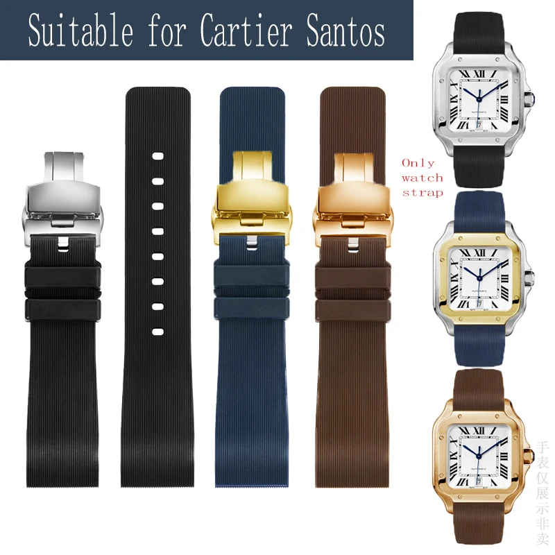 Cinturino In Gomma Per Orologio Cartier Sandoz Santos Serie 100 Bracciale Per Orologio Da Uomo Cinturino In Silicone Da Donna 20Mm 23Mm