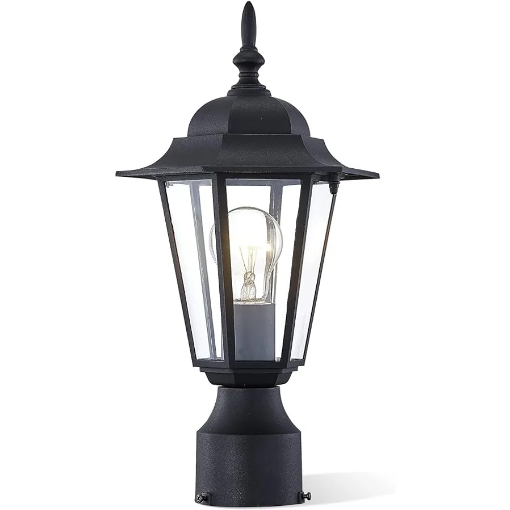 Outdoor Post Lights, Lamp Post Light Fixture with E26 Socket, with Clear Glass Shade, Matte Black, Anti-Rust & Waterproof vintage retore edison e27 b22 2w 4w 6w g45 led filament light bulbs 220v 20w 40w incandescent equivalent clear glass shell lamp