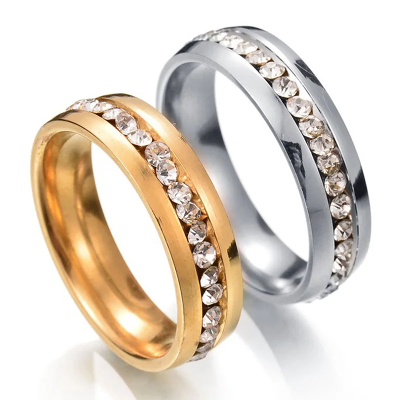 Cute Vintage Stainless Steel Ring Anel Inlay Reinestone Bridal Engagement Wedding Ring for Women Christmas Gift Fashion Jewelry wedding rings,finger rings,womens ring,jewelry rings,ring jewelry
