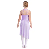 Applique Girls Lyrical Contemporary Dancewear High-Low Chiffon Splice Skirted Fancy Skating Gymnastic Costume Ballet Dresses - Image 5